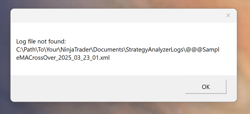 Log File not found error - General Discussions - NinjaTrader Community ...